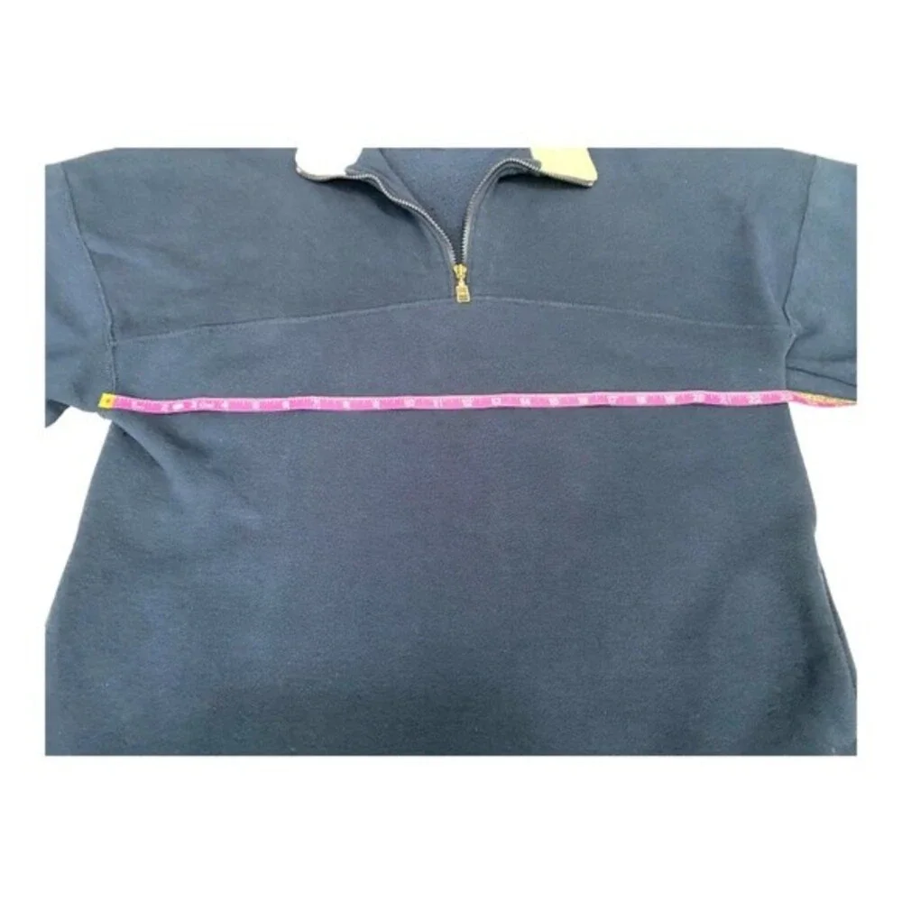 Vintage 90s Russell Athletic Navy Blue Quarter Zip Fleece Sweatshirt, Size Large